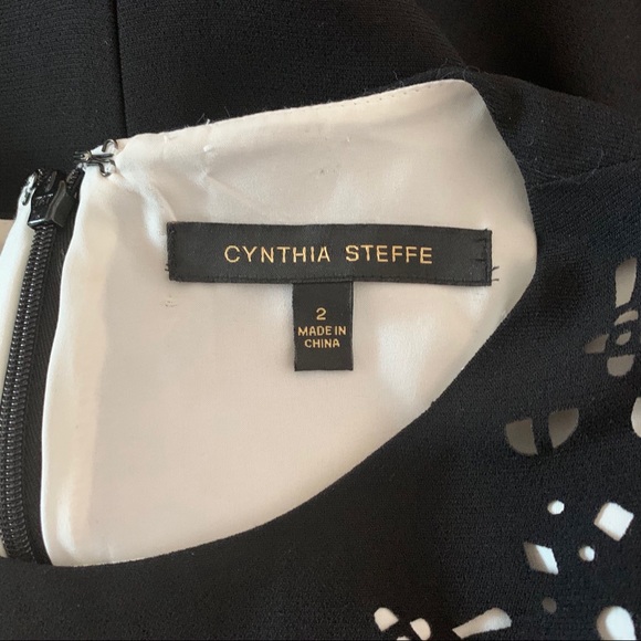 Cynthia Steffe Black White Laser Cut Sheath Dress - Picture 9 of 10